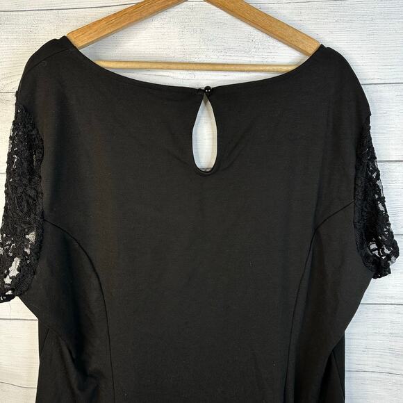 Torrid Womens Plus Size 4 4X 26 Black Lace Short Sleeve Top - Picture 5 of 10